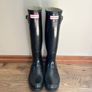 Hunter Boots, Women’s Original Tall Rain Boots, Black, Size US 9